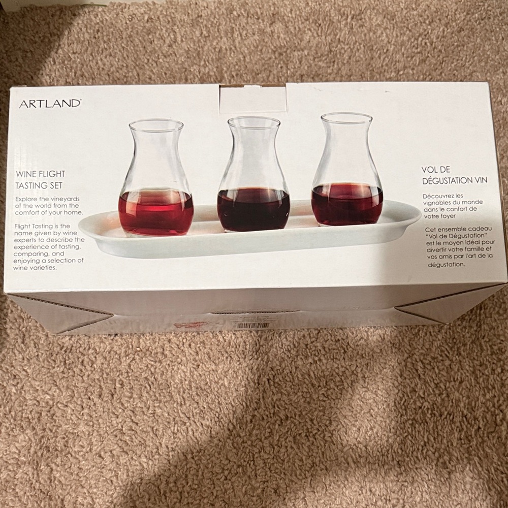 Artland Wine Flight Tasting Set with White Tray